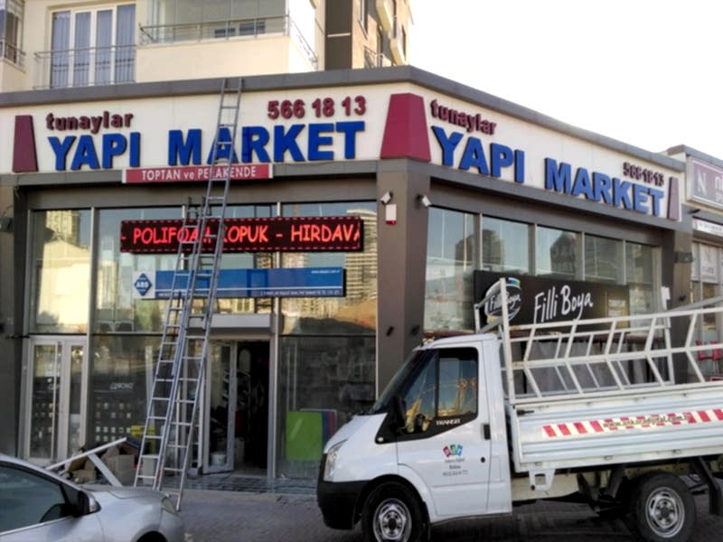 yapi market isikli kutu harf tabela